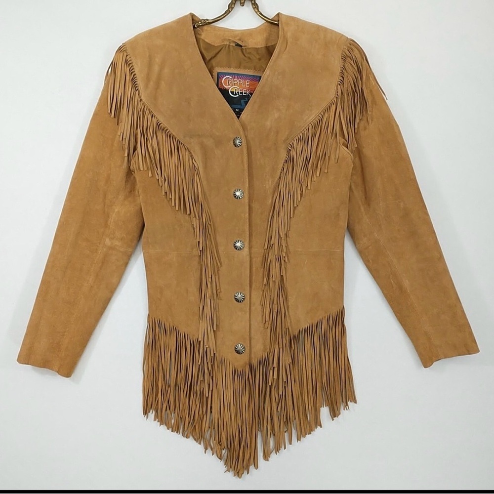 Triple Creek Women's Yellow Leather Fringe Jacket - Picture 4 of 4